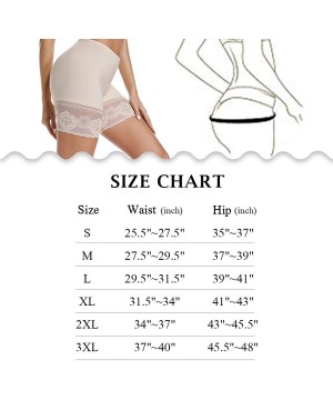 Shapewear Slip Shorts for Under Dresses Comfy Boyshorts Panties for Women Lace Anti Chafing Underwear - Beige - CM196U0YYAR