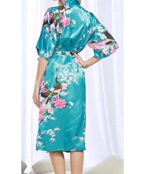 Sets Women Half Sleeve Plus Size Lace up V Neck Floral Print Kimono Robe Pajama Sets Sleepwear Pjs Sets - 5 - C718EZKWOZD