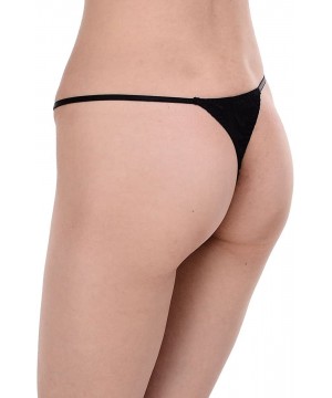 Panties 93% Silk 7% Spandex Women's Lace Thong Panties - Black/White - CC11APIX66X