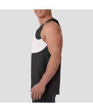 Undershirts Men's Fashion Sleeveless Shirt- Summer Tank Tops- Athletic Undershirt - Nautical Anchor Black - C719DE9O85X