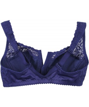 Bras Women's Front Closure Plus Size Mastectomy Wireless Bra - Blue - CB18D78YO6G