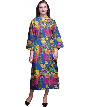 Robes Printed Crossover Robes Bridesmaid Getting Ready Shirt Dresses Bathrobes for Women - Blue2 - C618TQD9U6G