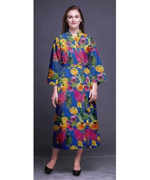 Robes Printed Crossover Robes Bridesmaid Getting Ready Shirt Dresses Bathrobes for Women - Blue2 - C618TQD9U6G