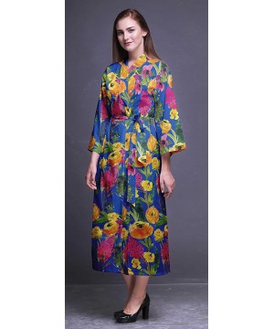 Robes Printed Crossover Robes Bridesmaid Getting Ready Shirt Dresses Bathrobes for Women - Blue2 - C618TQD9U6G