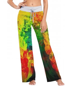 Bottoms Women's Pajama Pants Tie Dye Rainbow Print Drawstring Long Wide Leg Lounge Sleep Trousers - Multi 17 - CP197H3G8DH