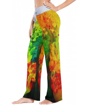 Bottoms Women's Pajama Pants Tie Dye Rainbow Print Drawstring Long Wide Leg Lounge Sleep Trousers - Multi 17 - CP197H3G8DH