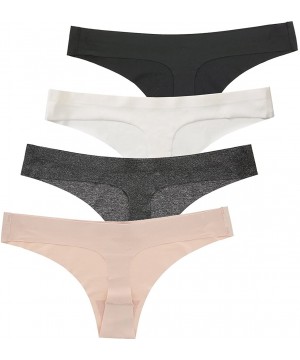 Panties Women's Thong Underwear Low Rise No Panty Line Panties Pack of 4 - Beige-gray-ivory-black - C718G339XGC