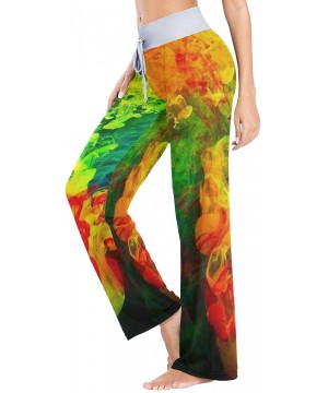 Bottoms Women's Pajama Pants Tie Dye Rainbow Print Drawstring Long Wide Leg Lounge Sleep Trousers - Multi 17 - CP197H3G8DH