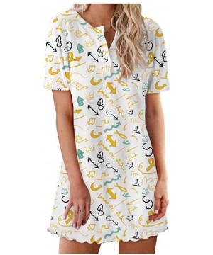 Nightgowns & Sleepshirts Women's Short-Sleeve Mini Dress Leisure Lips Printed Print Sleepwear - As9 - CN1900GSU3E