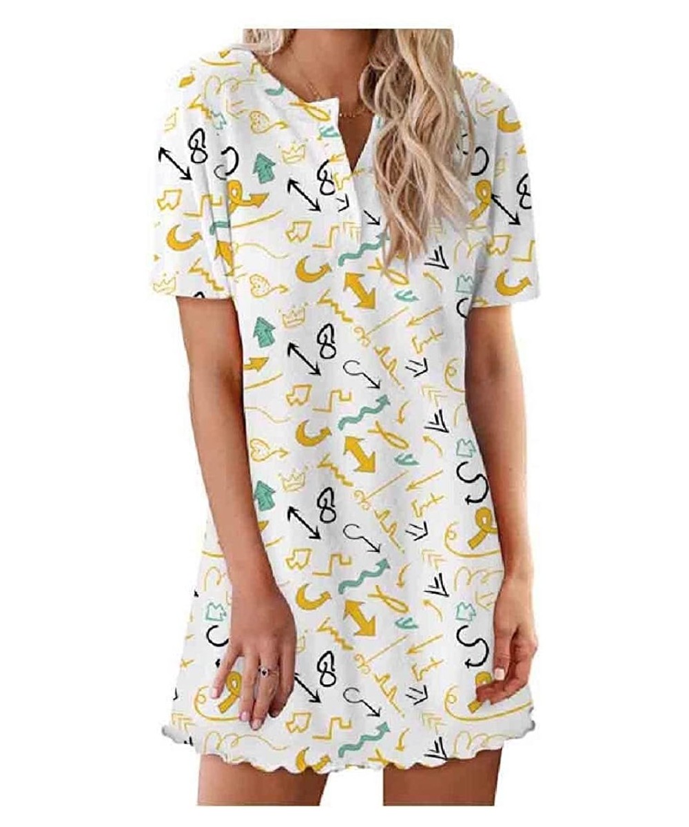 Nightgowns & Sleepshirts Women's Short-Sleeve Mini Dress Leisure Lips Printed Print Sleepwear - As9 - CN1900GSU3E