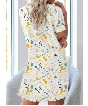 Nightgowns & Sleepshirts Women's Short-Sleeve Mini Dress Leisure Lips Printed Print Sleepwear - As9 - CN1900GSU3E