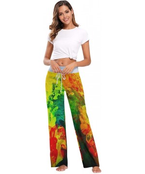 Bottoms Women's Pajama Pants Tie Dye Rainbow Print Drawstring Long Wide Leg Lounge Sleep Trousers - Multi 17 - CP197H3G8DH