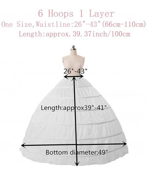 Slips Full A-line 6 Hoop Floor-Length Bridal Dress Gown Slip Petticoat Women Long Crinoline Petticoat Ball Gown - Black - CW1...