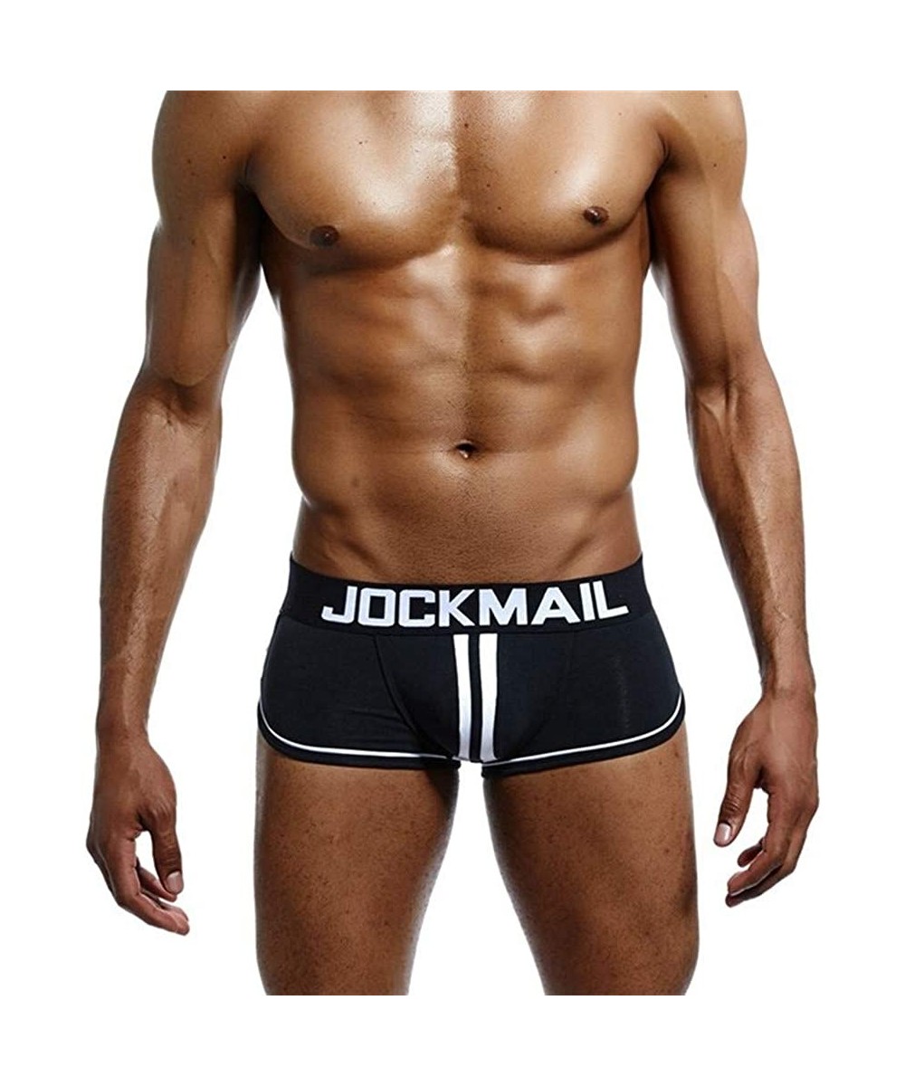 Boxer Briefs Mens Underwear Jockstrap Bottomless Men Boxer Shorts Backless Gay Underwear - Black&white - C5199XHHLKC