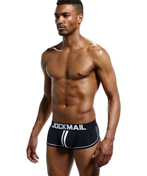 Boxer Briefs Mens Underwear Jockstrap Bottomless Men Boxer Shorts Backless Gay Underwear - Black&white - C5199XHHLKC