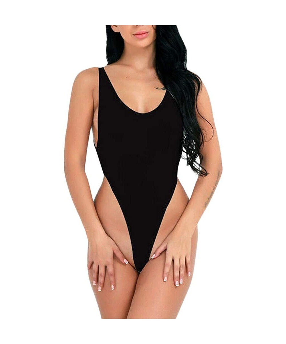 Slips Fashion New Women Sheer Lingerie Bodysuit Thong Underwear Jumpsuit Sleepwear - Black - CY18XYW0HNW