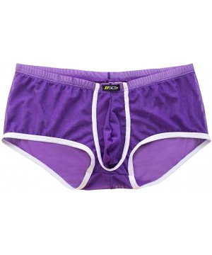 Boxer Briefs Mens Soft Sheer Mesh Boxer Briefs Shorts Underwear Panties - Purple - CJ1857ISD57