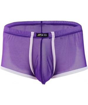 Boxer Briefs Mens Soft Sheer Mesh Boxer Briefs Shorts Underwear Panties - Purple - CJ1857ISD57