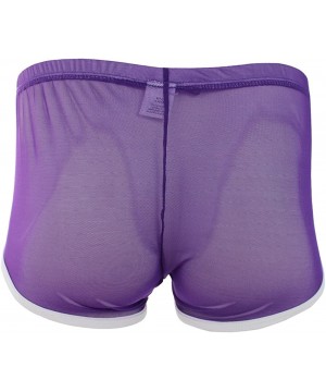 Boxer Briefs Mens Soft Sheer Mesh Boxer Briefs Shorts Underwear Panties - Purple - CJ1857ISD57