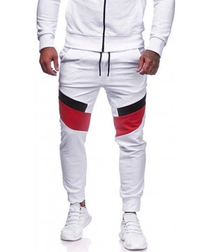 Shapewear Men's Casual Sport Pants Jogger Sweatpants Slim Fit Patchwork Trousers Running Joggers Sweatpants - White - CF192KE...