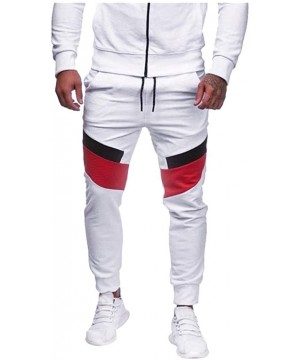 Shapewear Men's Casual Sport Pants Jogger Sweatpants Slim Fit Patchwork Trousers Running Joggers Sweatpants - White - CF192KE...