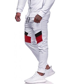 Shapewear Men's Casual Sport Pants Jogger Sweatpants Slim Fit Patchwork Trousers Running Joggers Sweatpants - White - CF192KE...