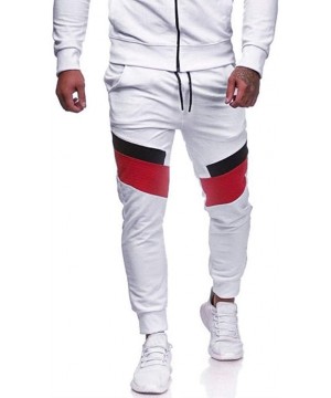 Shapewear Men's Casual Sport Pants Jogger Sweatpants Slim Fit Patchwork Trousers Running Joggers Sweatpants - White - CF192KE...