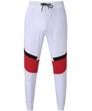 Shapewear Men's Casual Sport Pants Jogger Sweatpants Slim Fit Patchwork Trousers Running Joggers Sweatpants - White - CF192KE...