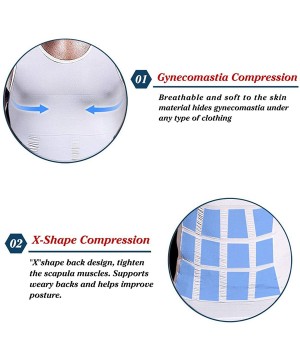 Undershirts Slimming Body Shaper Vest for Men Compression Shirt Workout Tank Tops Tummy Control Undershirts - White 1 - CP18O...