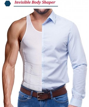 Undershirts Slimming Body Shaper Vest for Men Compression Shirt Workout Tank Tops Tummy Control Undershirts - White 1 - CP18O...