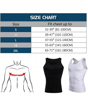 Undershirts Slimming Body Shaper Vest for Men Compression Shirt Workout Tank Tops Tummy Control Undershirts - White 1 - CP18O...