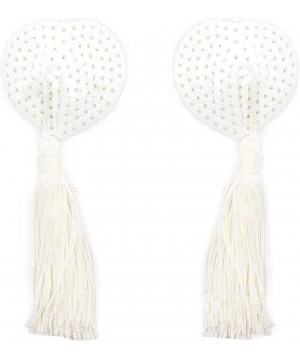 Accessories Women Lingerie Sequin Tassel Breast Bra Cover Pasties Sexy Erotic Tools - White - CV1969YN853