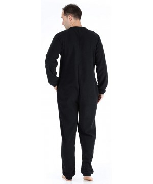 Sleep Sets Men's Fleece Non-Footed Solid Color Onesie Pajamas Jumpsuit - Black W/ Black Zipper - CS17YYNR02A