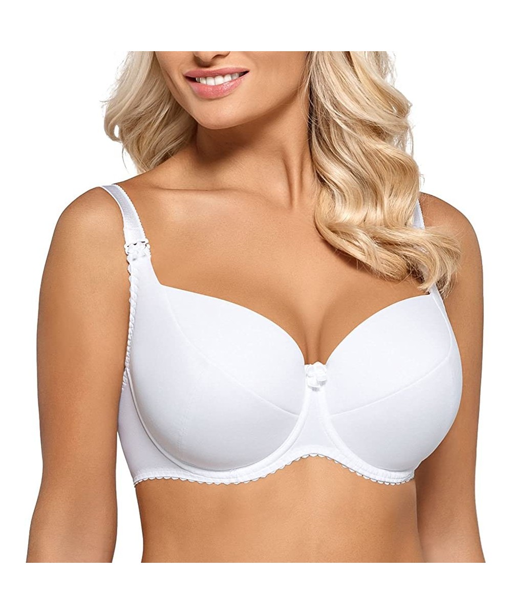 Bras 081 Underwired Padded Full Cup Smooth Bra Removable Regulated Straps - White - CK11F6EZM3R