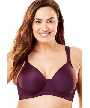 Bras Women's Plus-Size Wireless Padded T-Shirt Bra - Blackberry Wine - CF18I0NM4X9