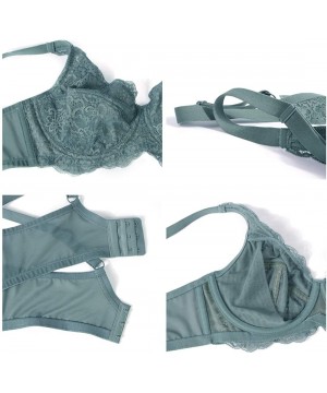 Bras Underwire Minimizer Bra Women's Unlined Plus Size Bra Full Bust Sheer Bra Sexy Lace Unpadded Bra 34C-44DDD - Grey Blue -...