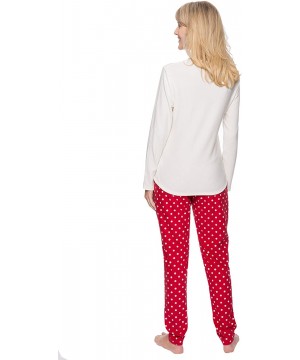 Sets Fleece Pajamas for Women- 2Pc Womens Pajama Sets- Soft Winter Pajamas for Women - Dots Diva Red/White - C912LXGED81