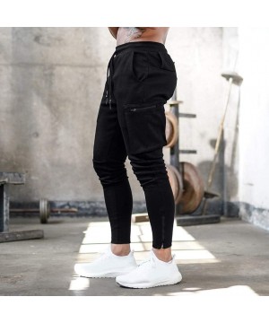 Thermal Underwear Mens Skinny Sports Joggers Stretch Athletics Pocket Pants Tapered Leg Sweatpants Trousers Slacks with Zippe...