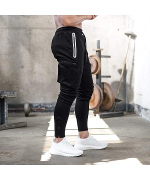 Thermal Underwear Mens Skinny Sports Joggers Stretch Athletics Pocket Pants Tapered Leg Sweatpants Trousers Slacks with Zippe...