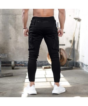 Thermal Underwear Mens Skinny Sports Joggers Stretch Athletics Pocket Pants Tapered Leg Sweatpants Trousers Slacks with Zippe...