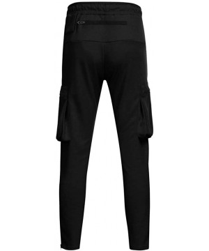 Thermal Underwear Mens Skinny Sports Joggers Stretch Athletics Pocket Pants Tapered Leg Sweatpants Trousers Slacks with Zippe...