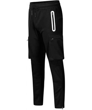 Thermal Underwear Mens Skinny Sports Joggers Stretch Athletics Pocket Pants Tapered Leg Sweatpants Trousers Slacks with Zippe...