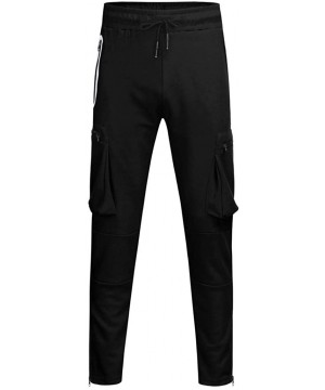 Thermal Underwear Mens Skinny Sports Joggers Stretch Athletics Pocket Pants Tapered Leg Sweatpants Trousers Slacks with Zippe...