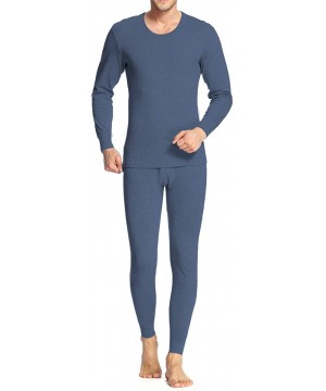 Thermal Underwear Men Long Thermal Underwear 2 Pieces Breathable Elastic Thin Johns Sets - Dark Grey - CG18ZUNHIYD