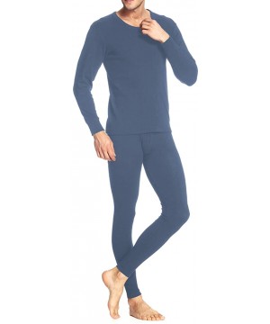 Thermal Underwear Men Long Thermal Underwear 2 Pieces Breathable Elastic Thin Johns Sets - Dark Grey - CG18ZUNHIYD