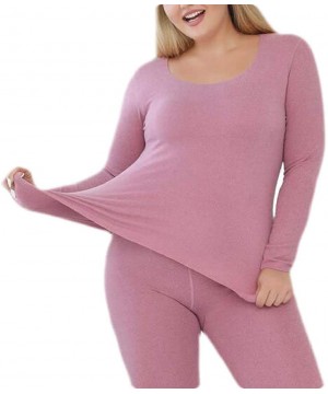 Thermal Underwear Plus Size Solid Color Fleece Seamless Thermal Underwear Stretchy Long Johns - 2 - CT192M07QKI