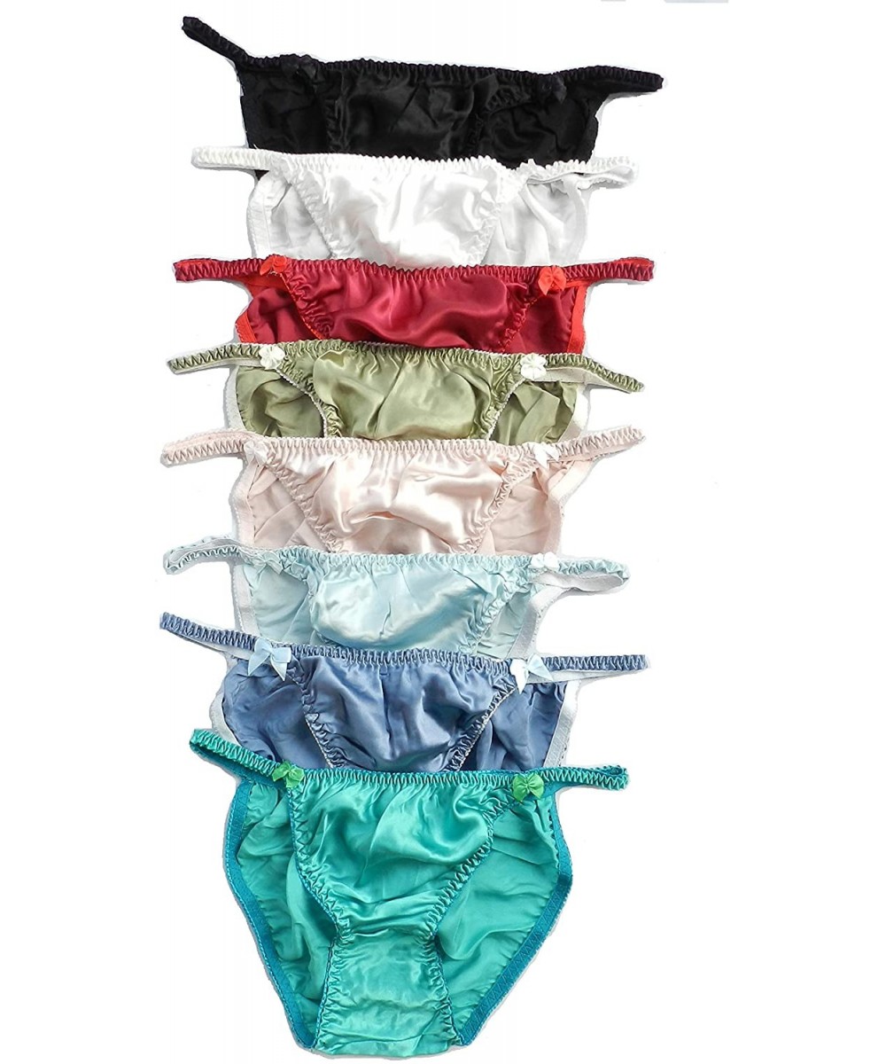 Panties Womens String Bikini Panties 100% Pure Silk 6 Pairs in One Economic Pack - C21212II4GR