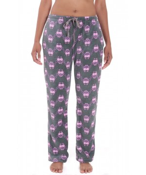 Bottoms Fleece Pajama Pants for Women - Plush Lounge Pants - Owls - Grey/Purple - CE12KI53US7