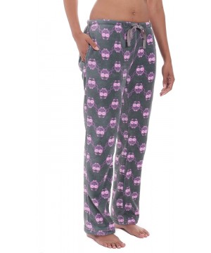 Bottoms Fleece Pajama Pants for Women - Plush Lounge Pants - Owls - Grey/Purple - CE12KI53US7