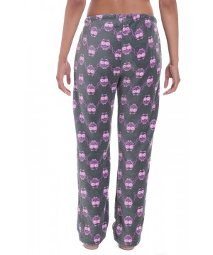 Bottoms Fleece Pajama Pants for Women - Plush Lounge Pants - Owls - Grey/Purple - CE12KI53US7